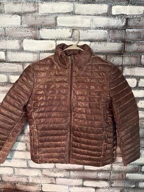 Buffalo Jackson Trading Co Bridger Leather Down Brown Jacket Men Size XL
